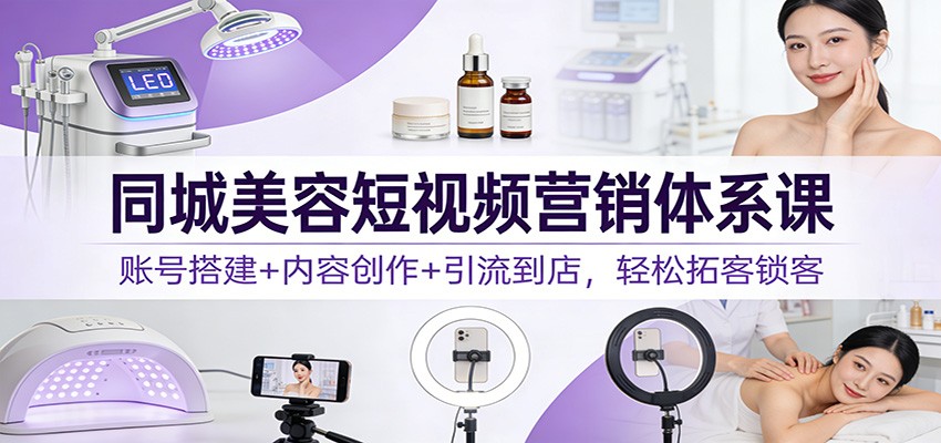 同城美容短视频营销体系课：账号搭建+内容创作+引流到店，轻松拓客锁客-创客副业