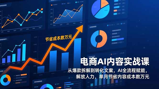 电商AI内容实战课，从爆款拆解到转化文案，AI全流程赋能，解放人力，单月节省内容成本数万元-创客副业