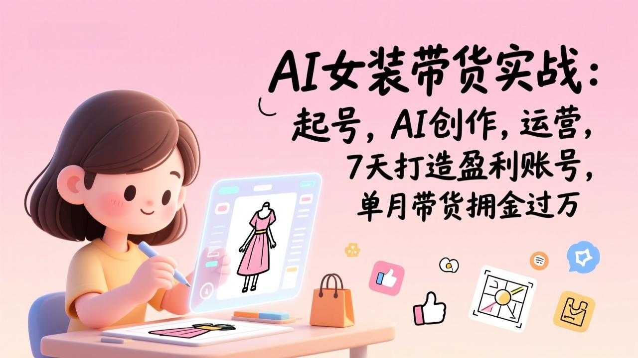 AI女装带货实战：起号，AI创作，运营，7天打造盈利账号，单月带货佣金过万-创客副业