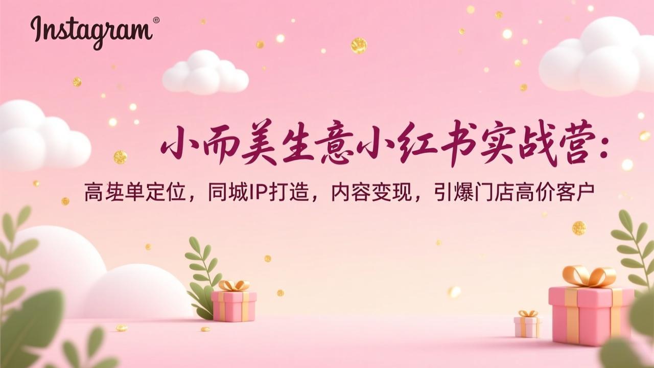 小而美生意小红书实战营：高客单定位，同城IP打造，内容变现，引爆门店高价客户-创客副业