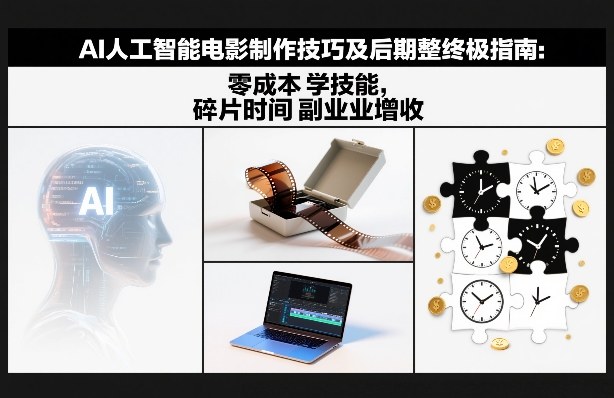 AI人工智能电影制作技巧及后期完整终极指南：零成本学技能，碎片时间副业增收-创客副业