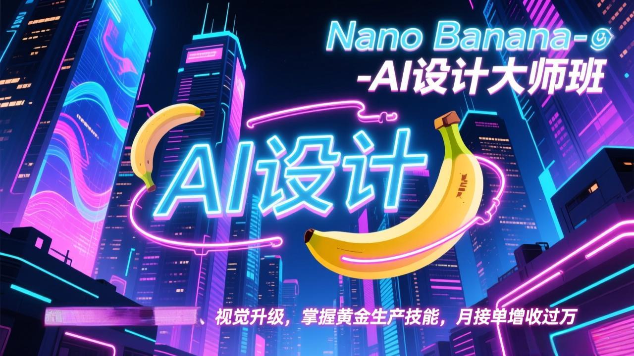 Nano Banana-AI设计大师班，修图合成、广告创作、视觉升级，掌握黄金生产技能，月接单增收过万-创客副业