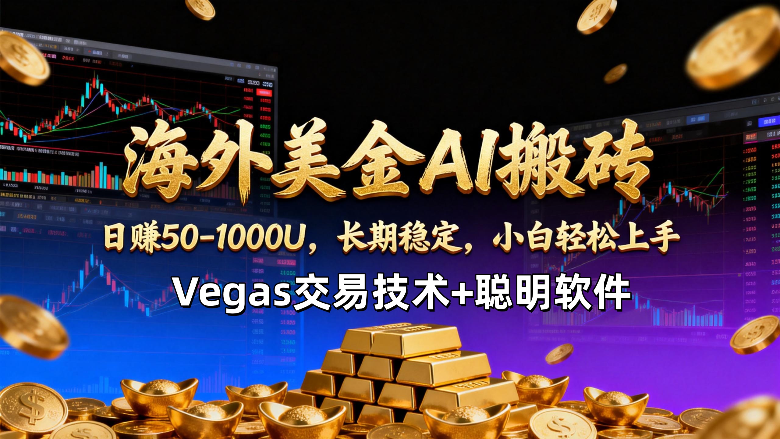 【海外美金AI搬砖】Vegas交易技术+聪明软件，日赚50-1000U，长期稳定，小白轻松上手。-创客副业