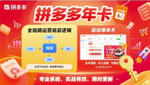 拼多多年卡，拼多多全链路运营底层逻辑，超级爆单术【更新26年1月】-创客副业