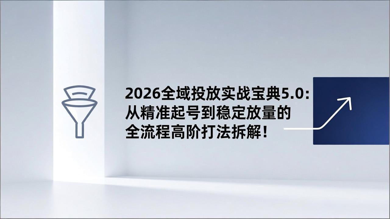 2026全域投放实战宝典5.0：从精准起号到稳定放量的全流程高阶打法拆解！-创客副业