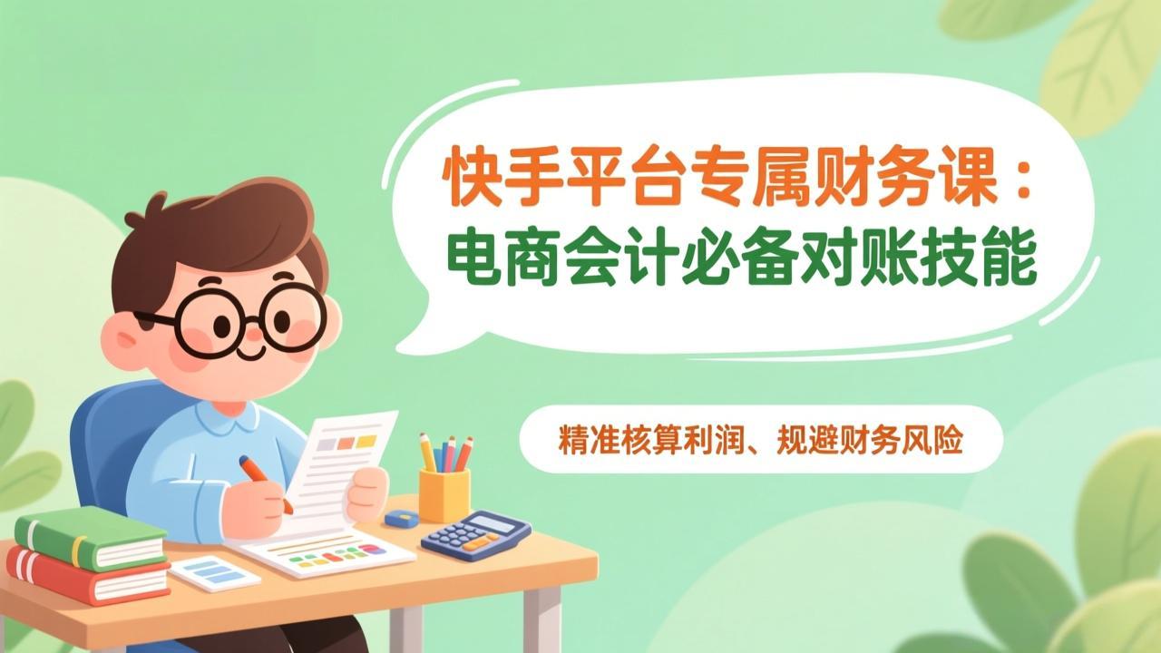 快手平台专属财务课：电商会计必备对账技能，精准核算利润、规避财务风险-创客副业