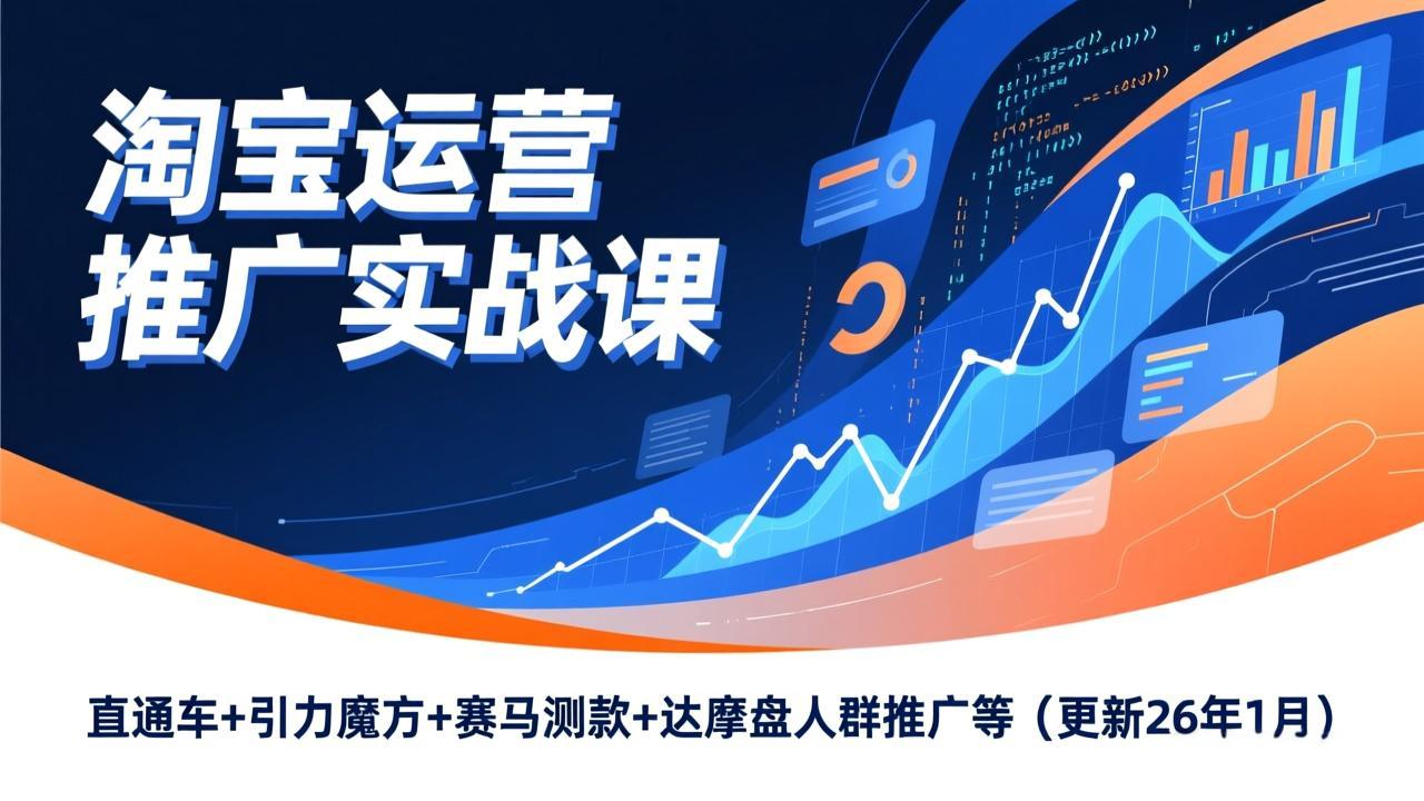 淘宝运营推广实战课，直通车+引力魔方+赛马测款+达摩盘人群推广等(更新26年1月-创客副业