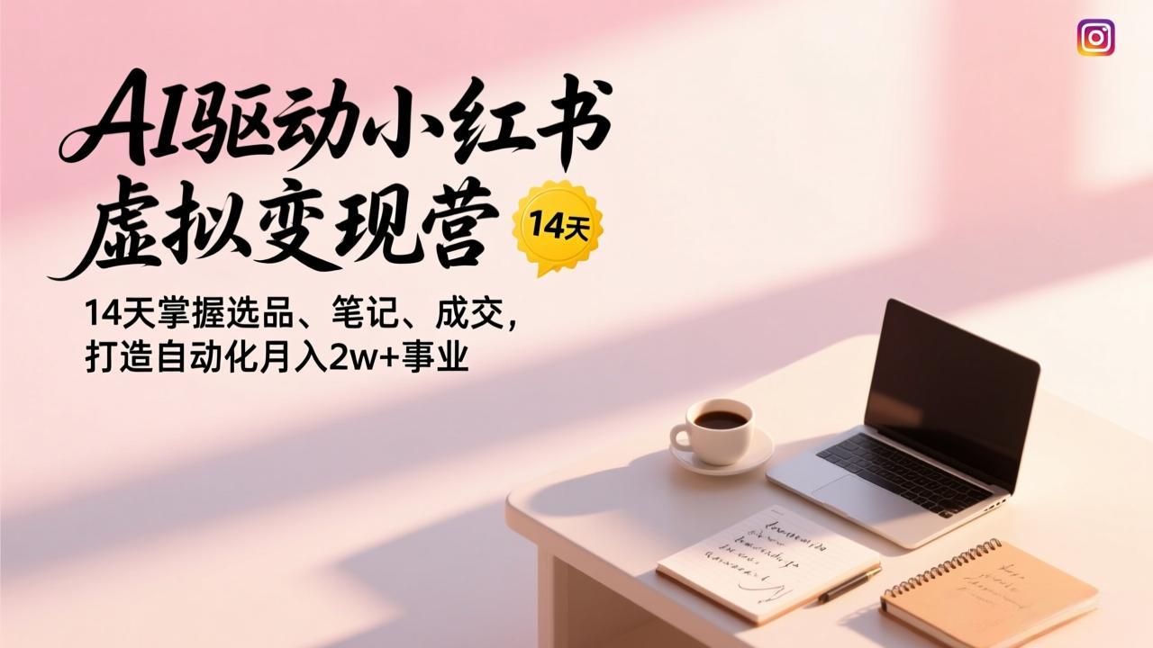 AI驱动小红书虚拟变现营，14天掌握选品、笔记、成交，打造自动化月入2w+事业-创客副业