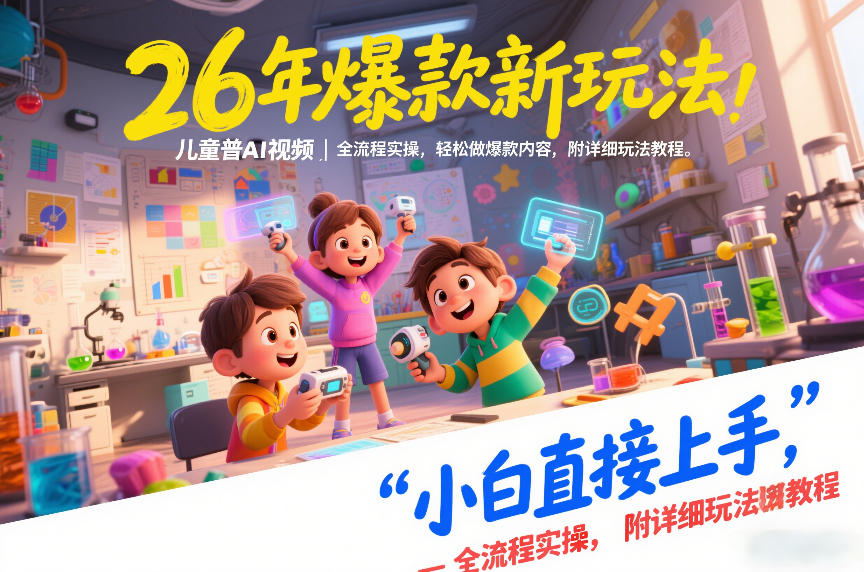 26年爆款新玩法，儿童科普AI视频，全流程实操，轻松做爆款内容，小白直接上手，附详细玩法教程-创客副业