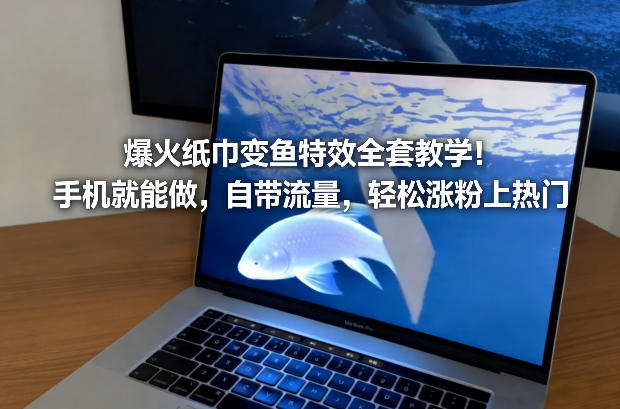 爆火纸巾变鱼特效全套教学！手机就能做，自带流量，轻松涨粉上热门-创客副业