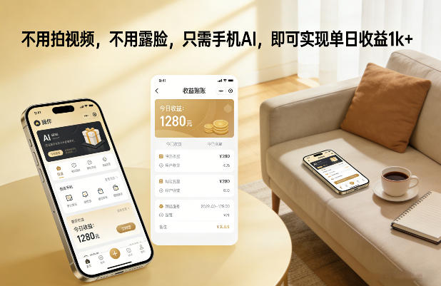 不用拍视频，不用露脸，只需手机AI，即可实现单日收益1k+【揭秘】-创客副业