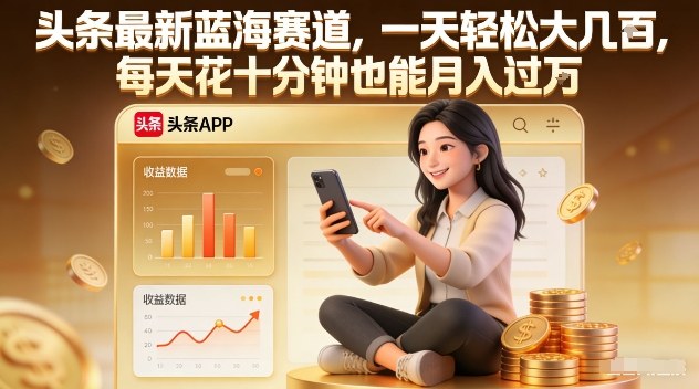 头条最新蓝海赛道，一天轻松大几张，每天花十分钟也能月入过1W【揭秘】-创客副业