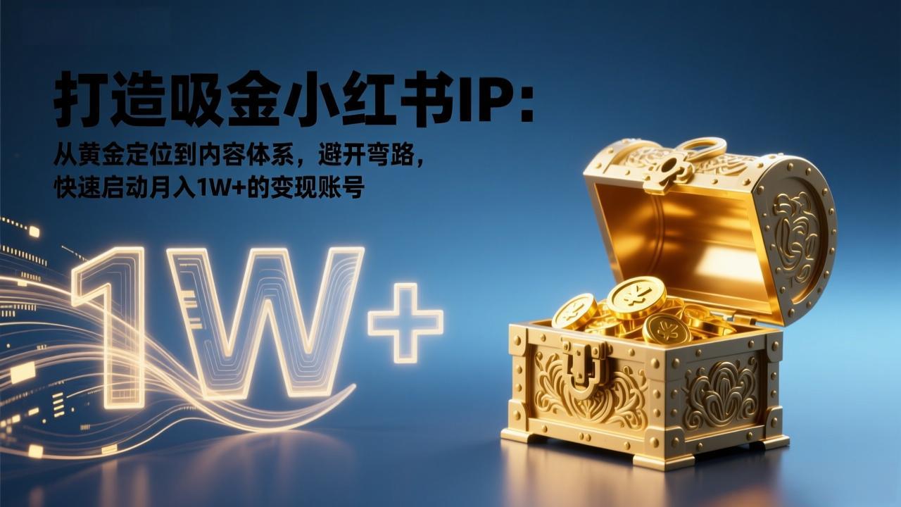 打造吸金小红书IP：从黄金定位到内容体系，避开弯路，快速启动月入1W+的变现账号-创客副业