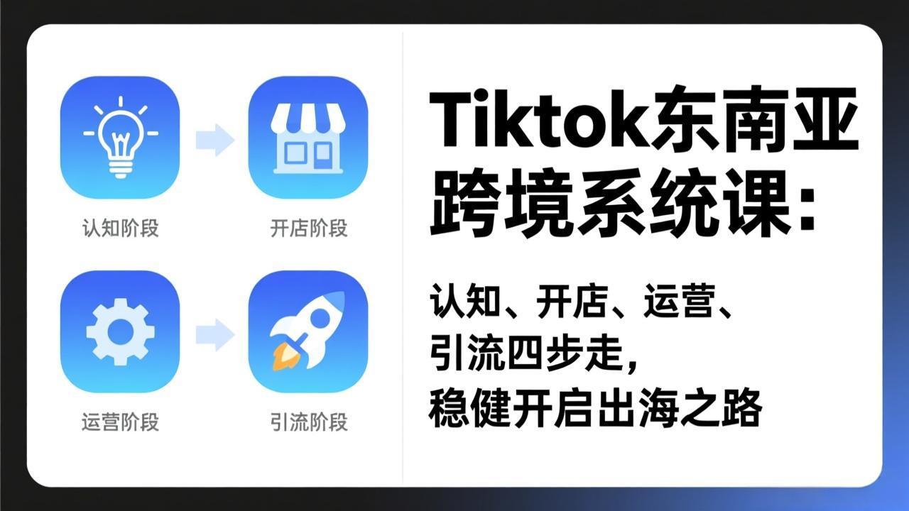 TikTok东南亚跨境系统课：认知、开店、运营、引流四步走，稳健开启出海之路-创客副业