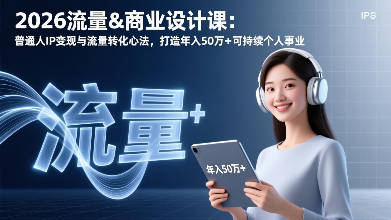 2026流量&商业设计课：普通人IP变现与流量转化心法，打造年入50万+可持续个人事业-创客副业
