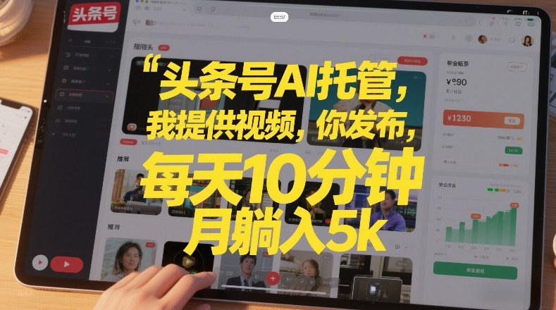 头条号AI托管，我提供视频，你发布，每天10分钟，月躺入5k+【揭秘】-创客副业