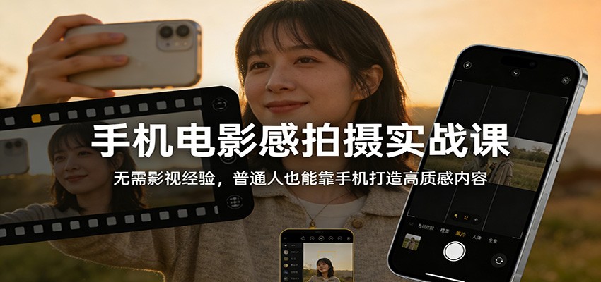 手机电影感拍摄实战课：无需影视经验，普通人也能靠手机打造高质感内容-创客副业