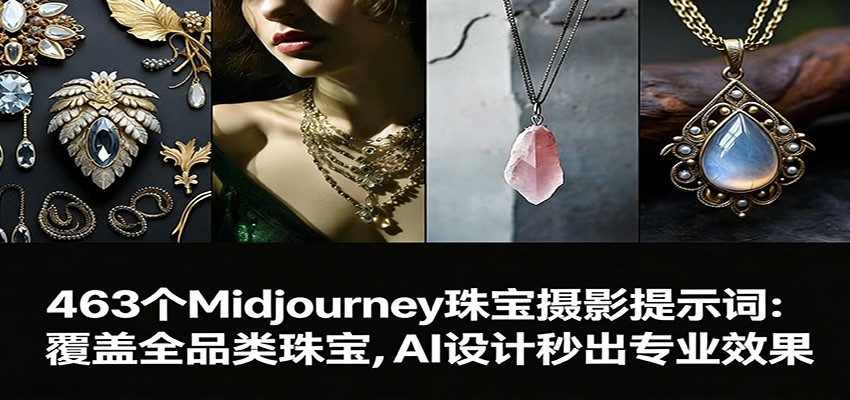 463个Midjourney珠宝摄影提示词：覆盖全品类珠宝，AI设计秒出专业效果-创客副业