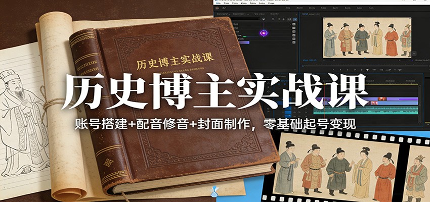 历史博主实战课：账号搭建+配音修音+封面制作，零基础起号变现-创客副业