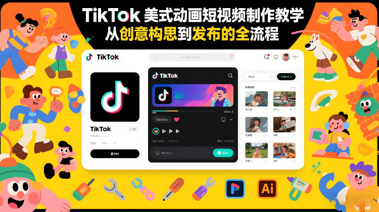 TikTok美式动画短视频制作教学，从创意构思到发布的全流程-创客副业