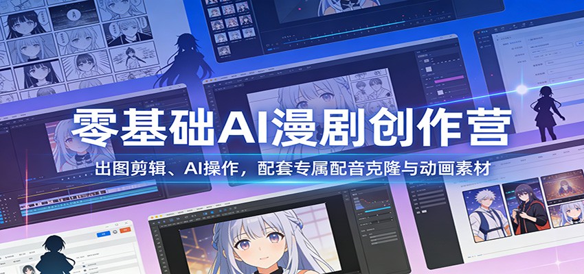 零基础AI漫剧创作营：出图剪辑、AI操作，配套专属配音克隆与动画素材-创客副业