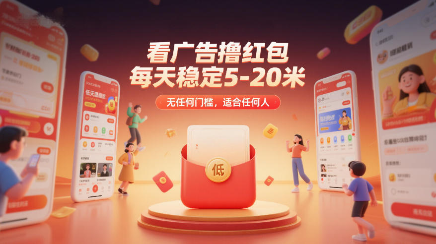 看广告撸红包，每天稳定5-20米，无任何门槛，适合任何人-创客副业