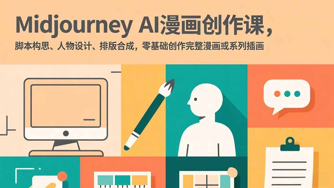 Midjourney AI漫画创作课，脚本构思、人物设计、排版合成，零基础创作完整漫画或系列插画-创客副业