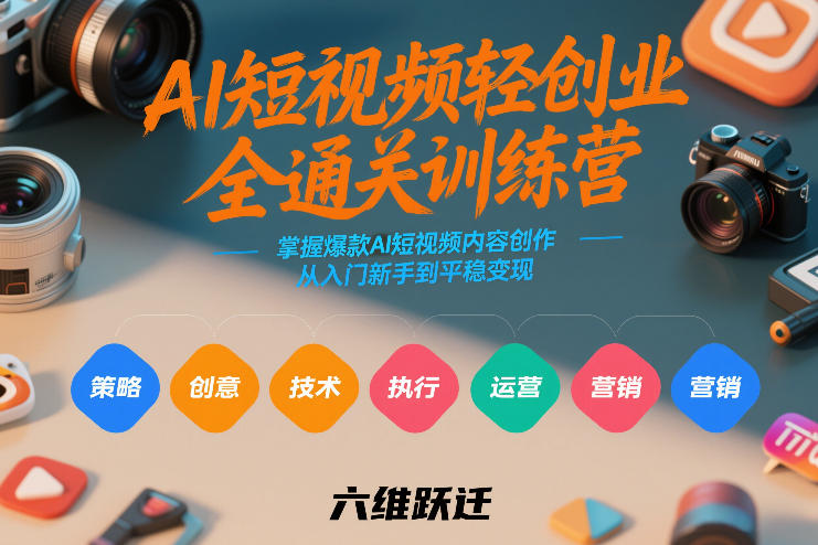 AI短视频轻创业全通关训练营，掌握爆款AI短视频内容创作，从入门新手到平稳变现的六维跃迁-创客副业