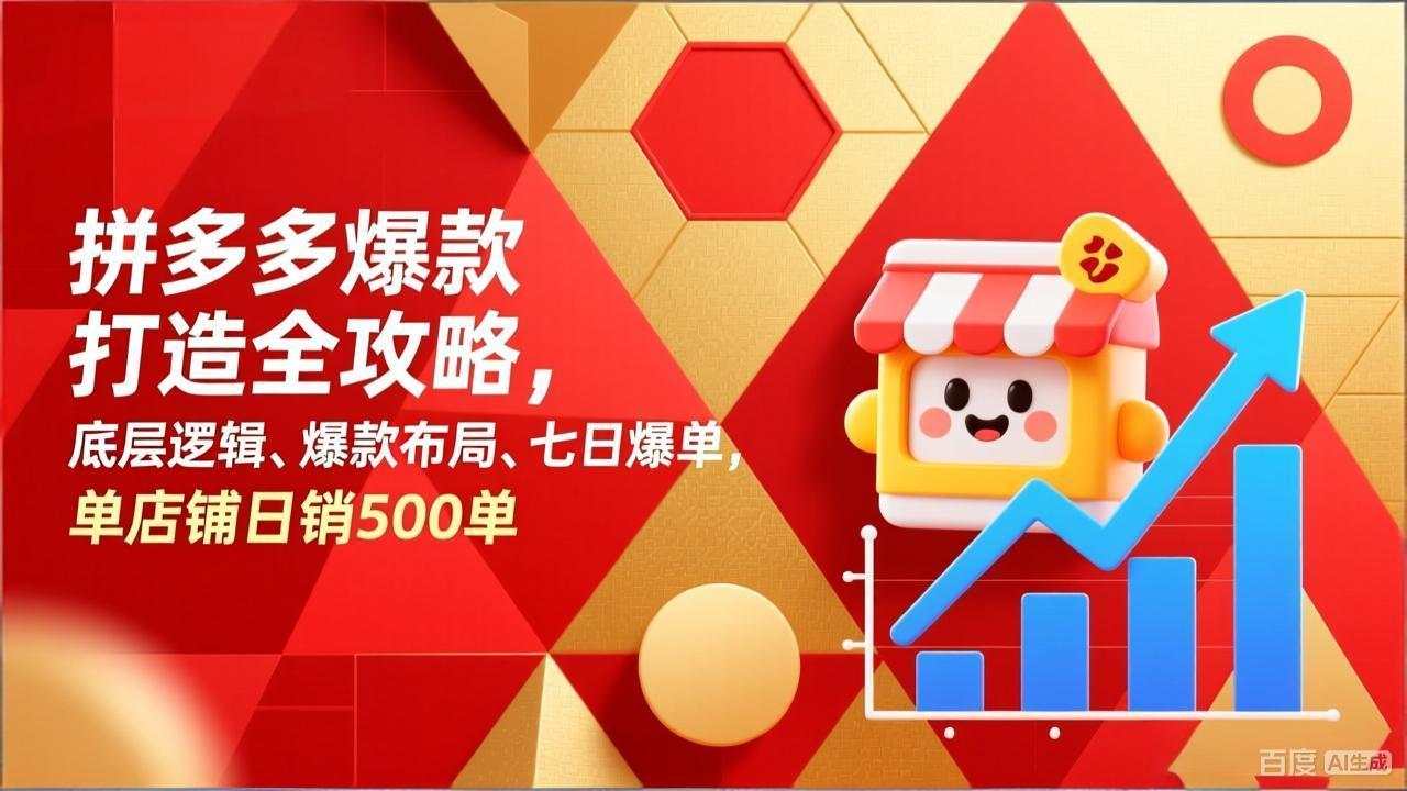 拼多多爆款打造全攻略，底层逻辑、爆款布局、七日爆单，单店铺日销500单-创客副业