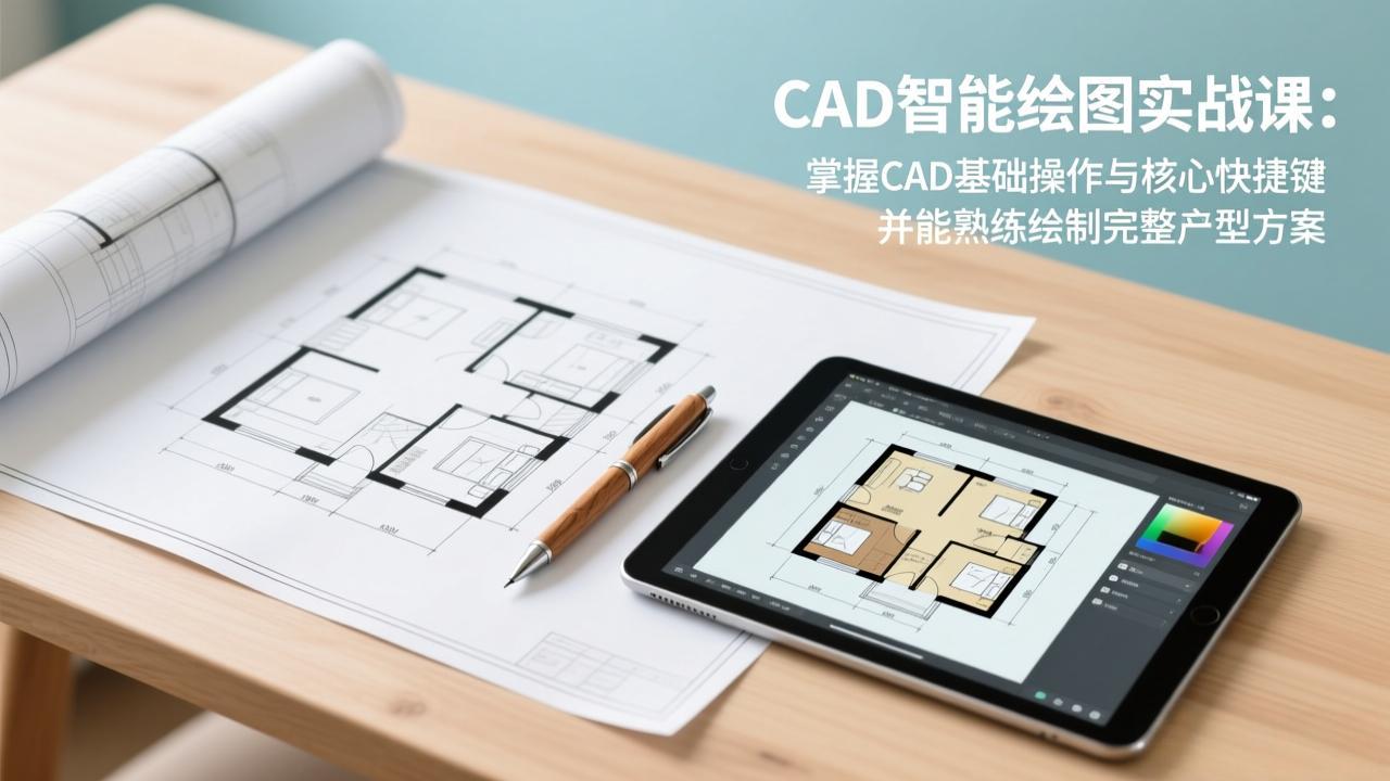 CAD智能绘图实战课：掌握CAD基础操作与核心快捷键，并能熟练绘制完整户型方案-创客副业