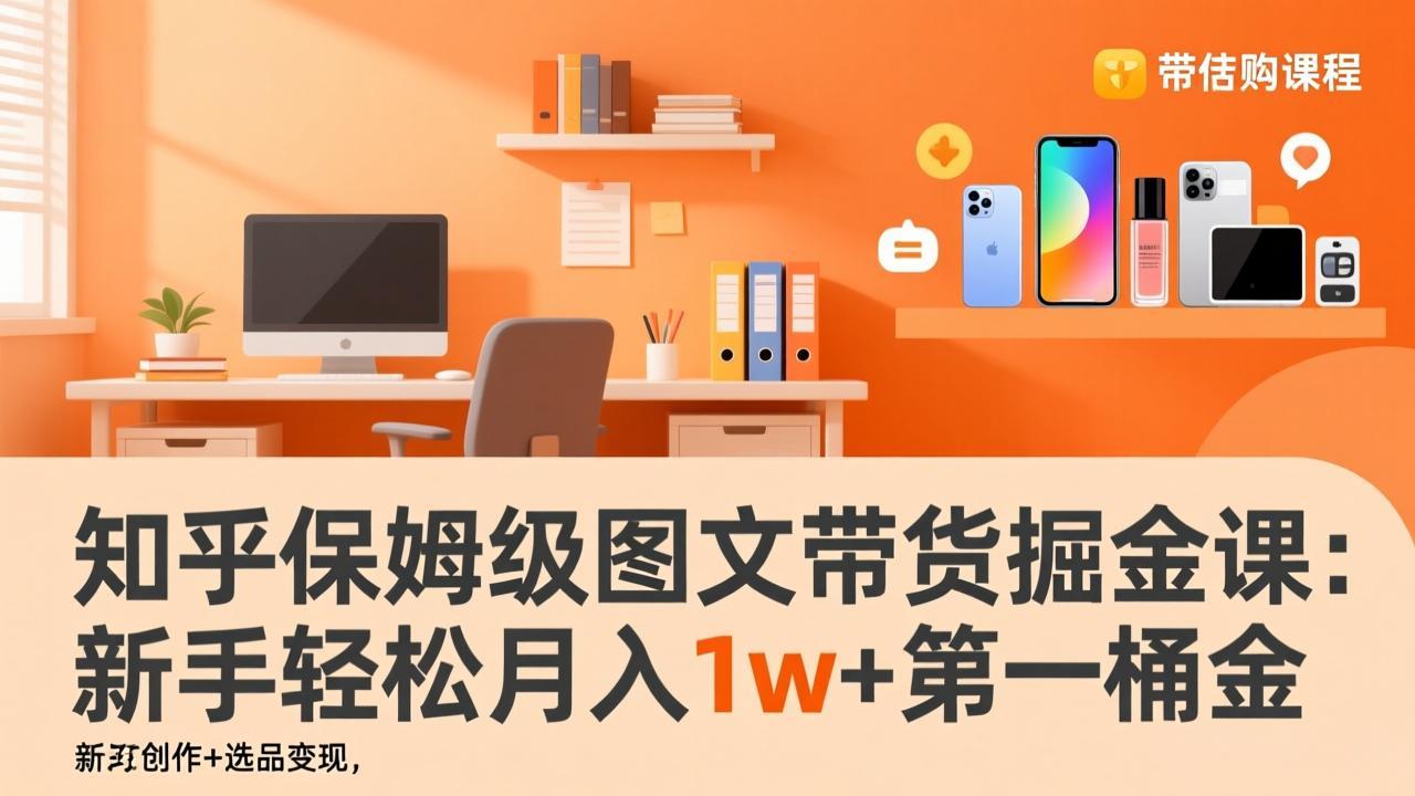 知乎保姆级图文带货掘金课：账号打造+爆文创作+选品变现，新手轻松月入1w+第一桶金-创客副业