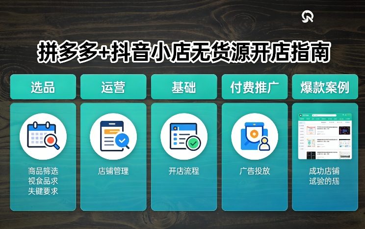 拼多多+抖音小店无货源开店，包括：选品、运营、基础、付费推广、爆款案例等(更新26年2月)-创客副业
