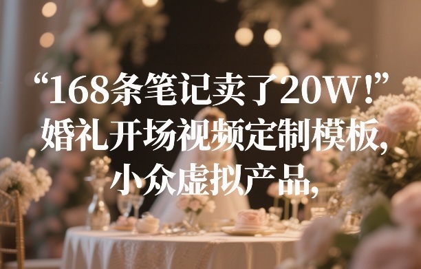 168条笔记卖了20W！婚礼开场视频定制模板，小众虚拟产品-创客副业