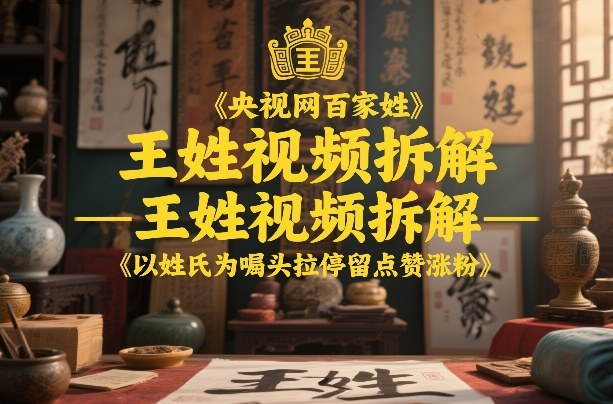 央视网百家姓–王姓视频拆解，以姓氏为噱头拉停留点赞涨粉-创客副业