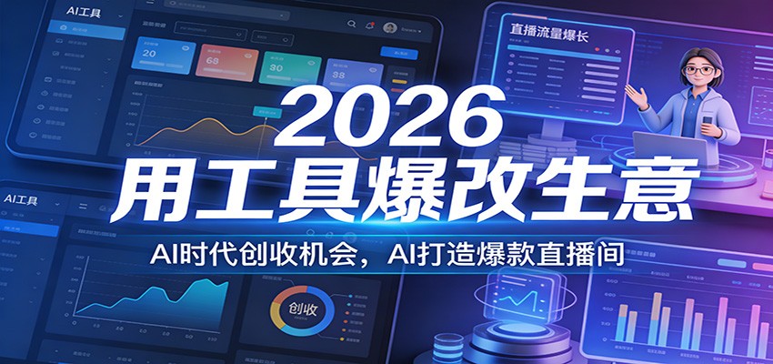 2026用工具爆改生意，AI时代创收机会，AI打造爆款直播间-创客副业