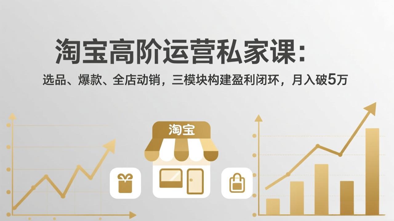 淘宝高阶运营私家课：选品、爆款、全店动销，三模块构建盈利闭环，月入破5万(更新26年2月-创客副业