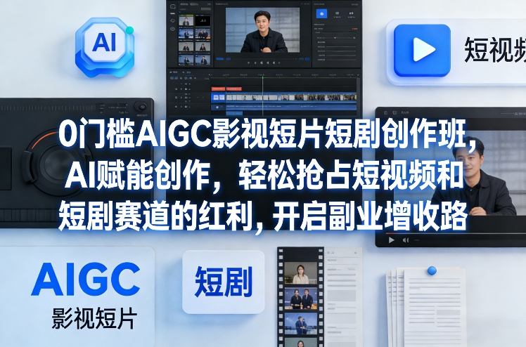 0门槛AIGC影视短片短剧创作班，AI赋能创作，轻松抢占短视频和短剧赛道的红利，开启副业增收路-创客副业