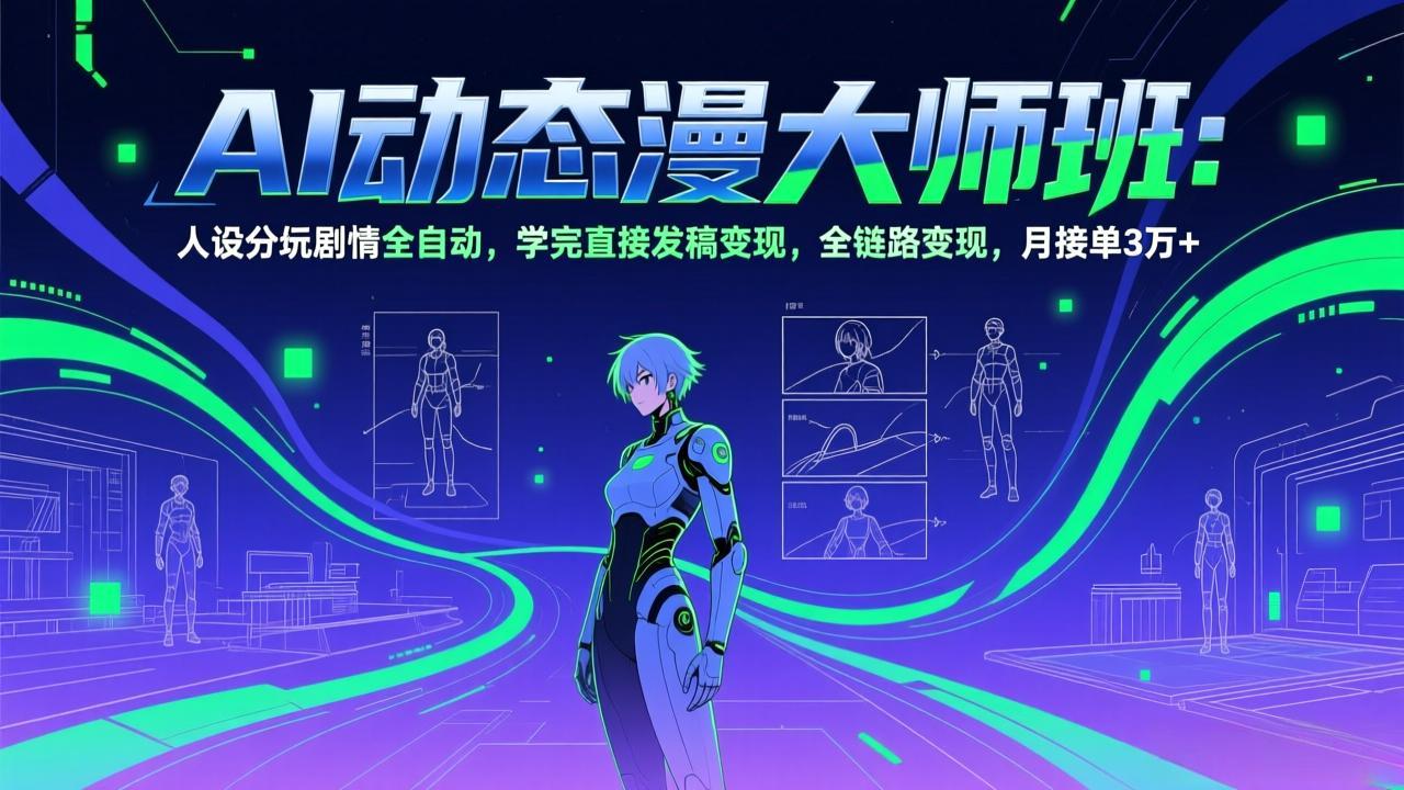 AI动态漫剧大师班：人设分镜剧情全自动，学完直接发稿变现，全链路变现，月接单3万+-创客副业