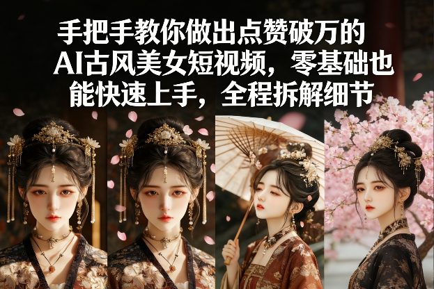 手把手教你做出点赞破万的AI古风美女短视频，零基础也能快速上手，全程拆解细节-创客副业