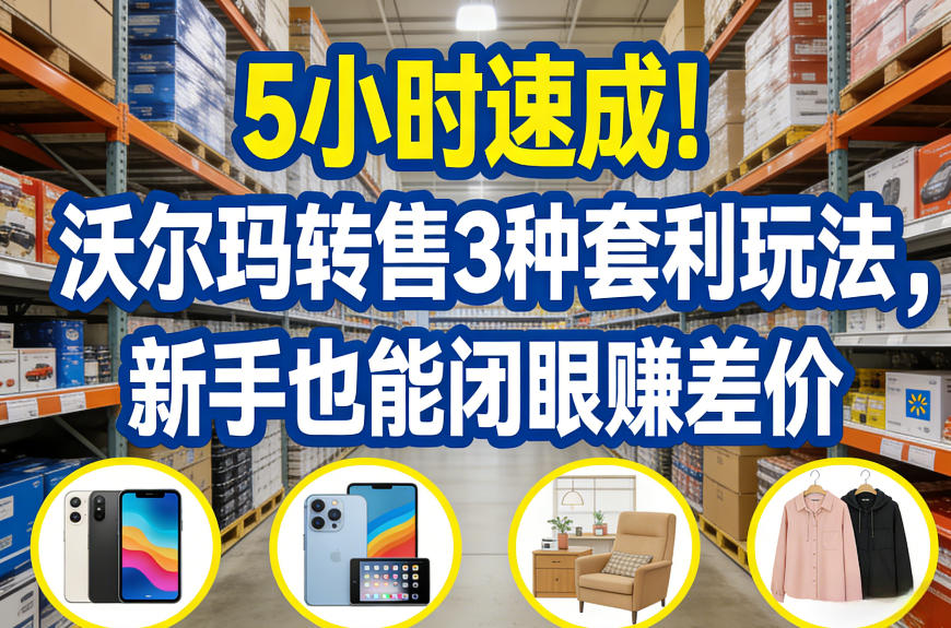 5小时速成！沃尔玛转售3种套利玩法，新手也能闭眼賺差价-创客副业