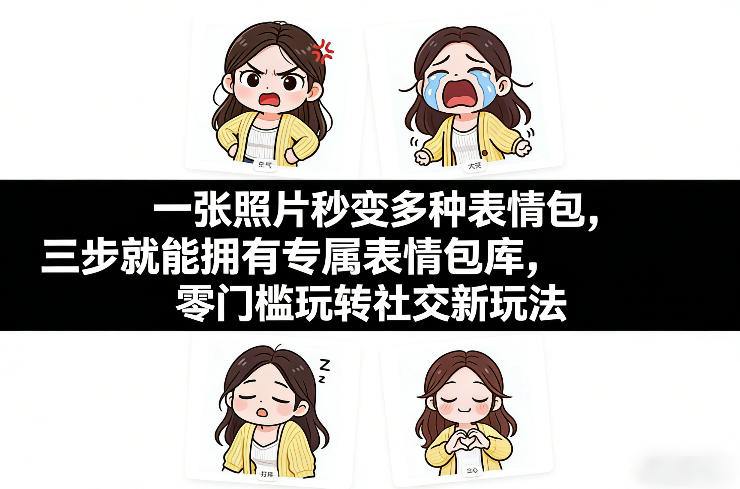 一张照片秒变多种表情包，三步就能拥有专属表情包库，零门槛玩转社交新玩法【文档】-创客副业