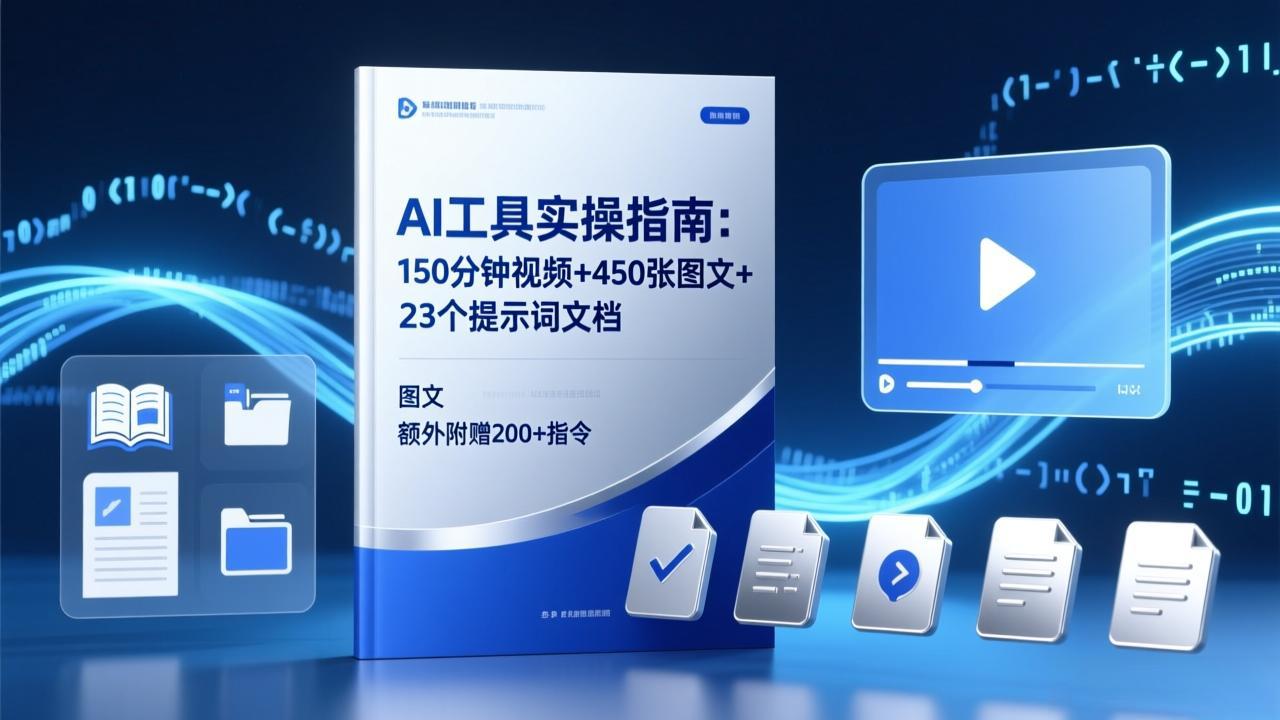 AI工具实操指南：150分钟视频+450张图文+23个提示词文档，额外附赠200+指令-创客副业