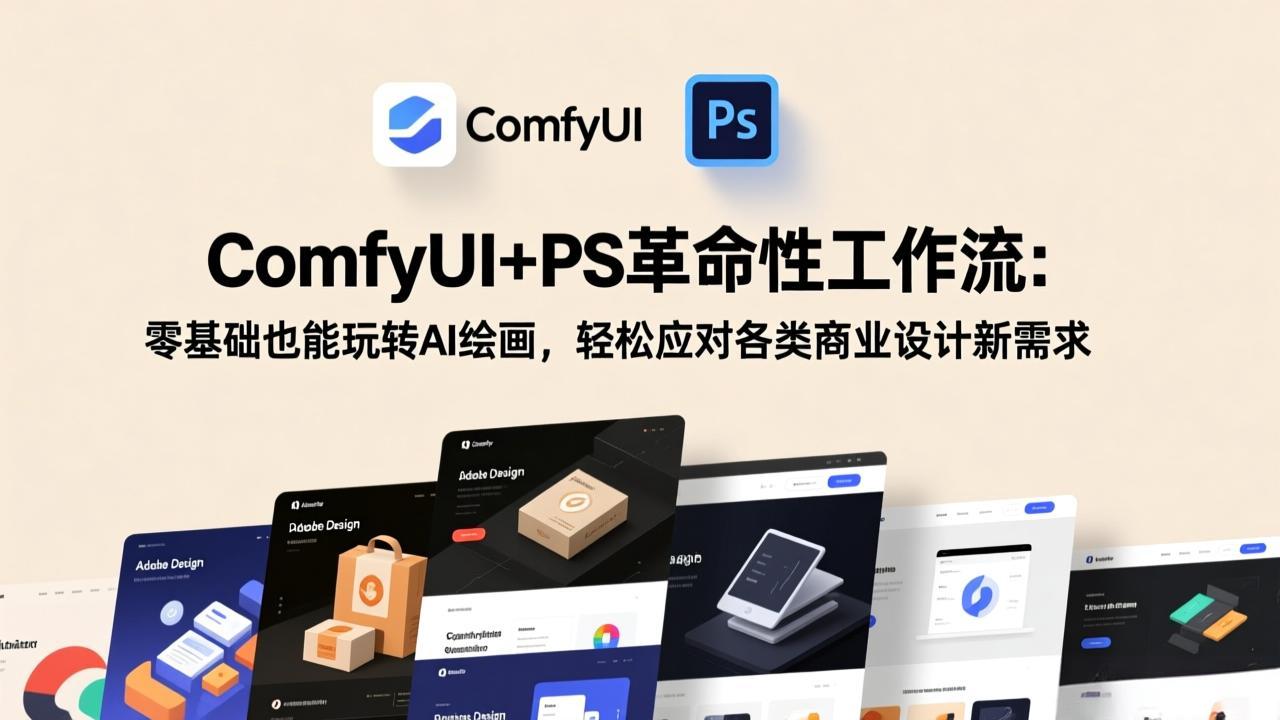 ComfyUI+PS革命性工作流：零基础也能玩转AI绘画，轻松应对各类商业设计新需求-创客副业