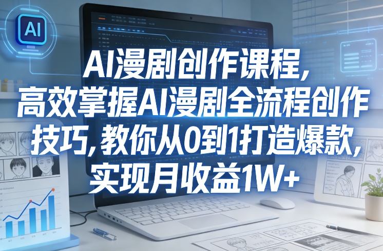 某社群AI漫剧创作课程，高效掌握AI漫剧全流程创作技巧，教你从0到1打造爆款，实现月收益1W+-创客副业