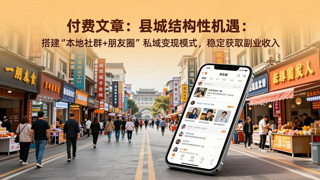 付费文章：县城结构性机遇：搭建“本地社群+朋友圈”私域变现模式，稳定获取副业收入-创客副业