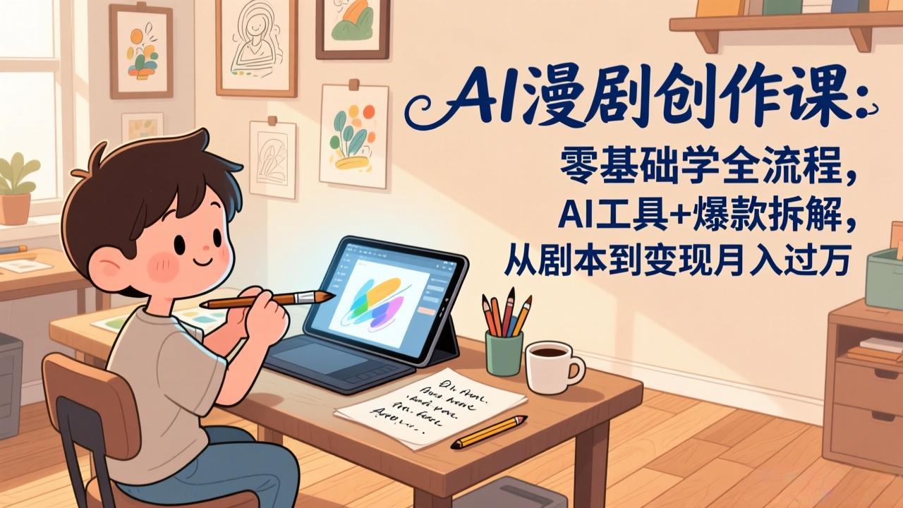 AI漫剧创作课：零基础学全流程，AI工具+爆款拆解，从剧本到变现月入过万-创客副业