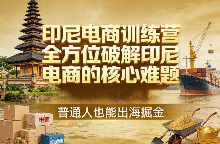 印尼电商训练营，全方位破解印尼电商的核心难题，普通人也能出海掘金-创客副业