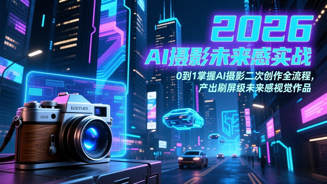 2026 AI摄影未来感实战：0到1掌握AI摄影二次创作全流程，产出刷屏级未来感视觉作品-创客副业