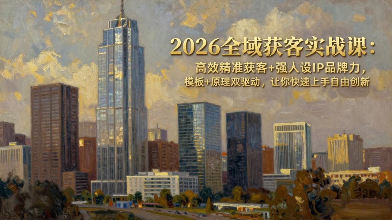 2026全域获客实战课：高效精准获客+强人设IP品牌力，模板+原理双驱动，让你快速上手自由创新-创客副业