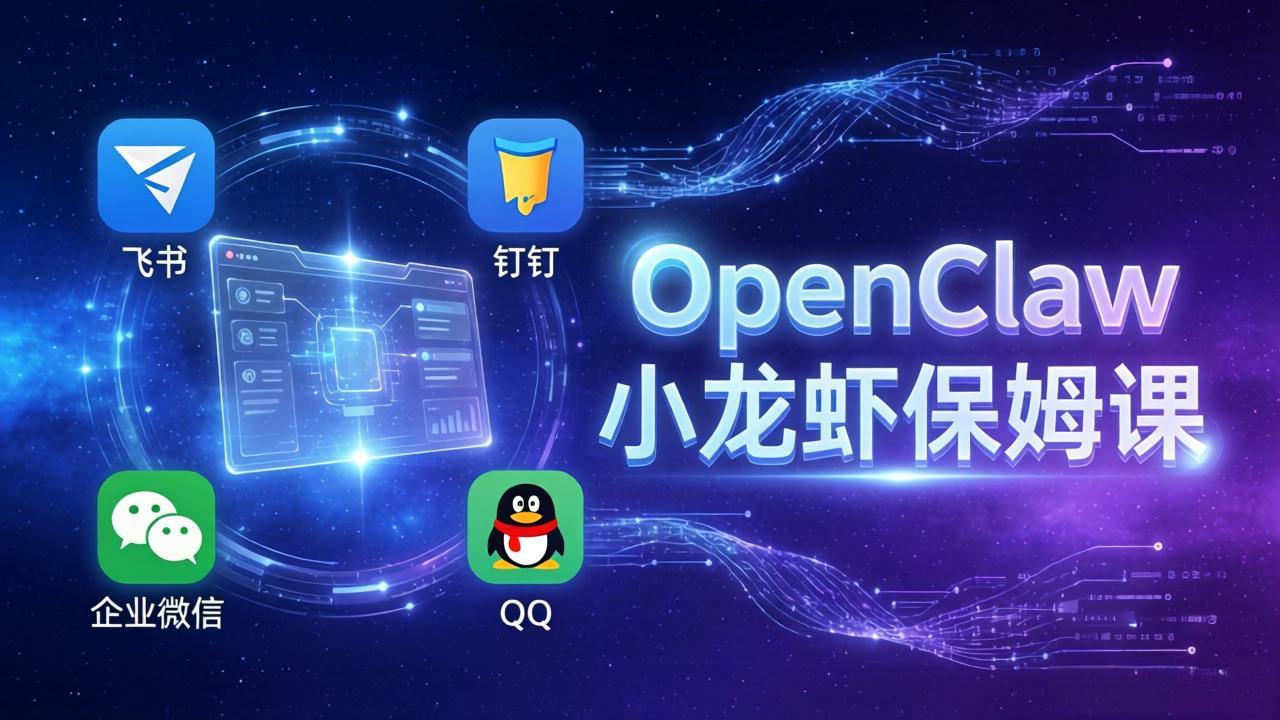 OpenClaw小龙虾保姆课： Windows/macOS/Linux/Docker全系统安装，飞书+钉钉+企业微信+QQ 全接入-创客副业